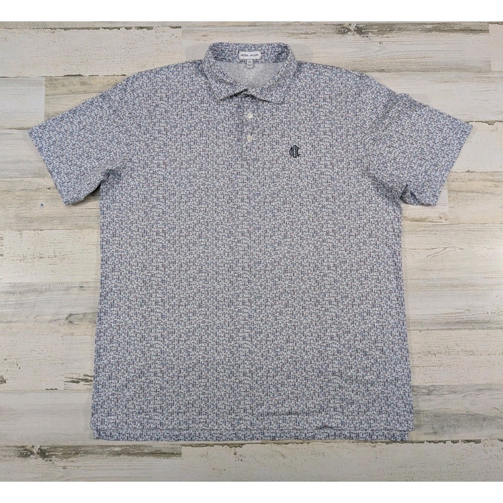 Peter Millar Mens XL Pima Cotton Polo Shirt Graphic Print Multicolor ShortSleeve